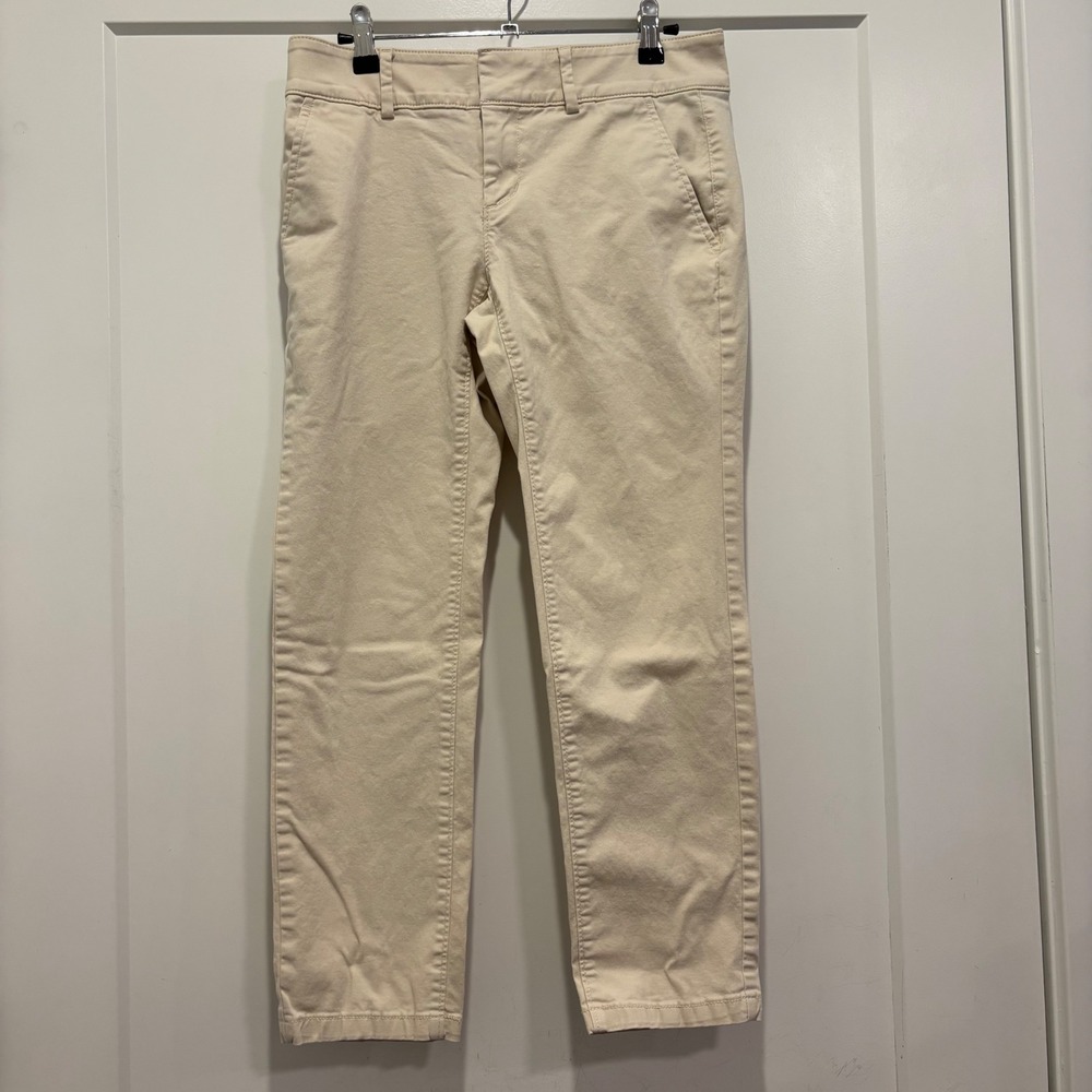 LOFT Womens 2P Beige Chino Pants Straight Leg Petite Casual Trousers
